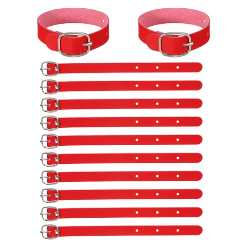 PATIKIL 15 Pcs Luggage Tag Strap, PU Leather Extender Buckle Straps Luggage Tags Strap Tag Holder Adjustable for Suitcase Hanging Accessories Travel, Red - color: Red