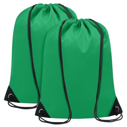 2PCS Drawstring Bags Bulk, String Backpack for Men Women, Cinch Bag Draw String Back Bag for Gym, Sports, Travel, Swimming, Beach, Green - color: Green, size: Large