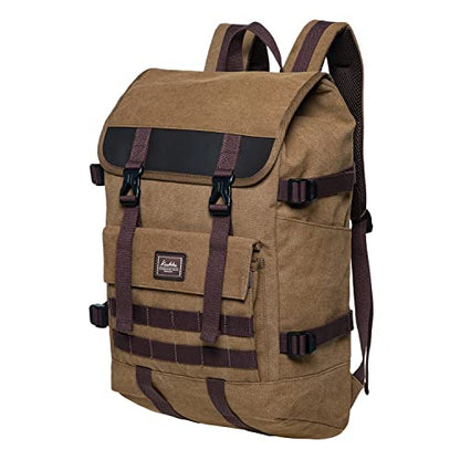 KAUKKO Laptop Backpack for Unisex, Casual Daypack Fits 15.6" Laptop (18-CANVAS KHAKI) - color: 18-canvas Khaki