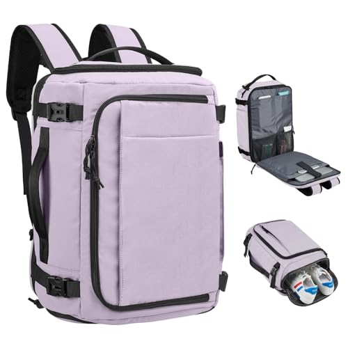Carry On Travel Backpack with Shoe Compartment Flight Approved Laptop Backpack Expandable Work Business Backpack for Women Men Casual Daypack, Purple - color: Purple, style: A