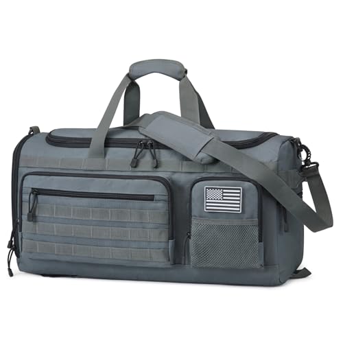 G4Free 3-in-1 Travel Duffle Bag for Men and Women, 50L Large Gym Sports Bags Tactical Military Duffle Backpack with Shoes Compartment and Wet Pocket (Dark Gray) - color: Dark Gray