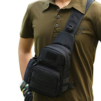 Leather Sling Bag Crossbody Backpack for Men Women Travel Outdoor Camping - color: #31black(nylon)