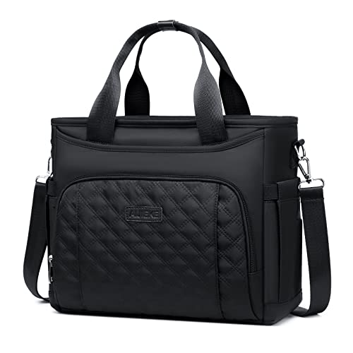 AIJIEKE Large Insulated Lunch Bag for Men Women, Leakproof Work Lunch Box | Keeps food fresh 8-12 hours. Spacious multi-pocket design with a removable strap. Water-resistant and easy-wipe interior - color: Black