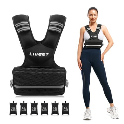Adjustable Weighted Vest for Women Men, 4-10lb 11-20lb 20-32lb Weight Vest with 6 Ironsand Bags, Running Vest with Reflective Strips Adjustable Buckle Straps for Walking Strength Training - size: 11-20 lbs