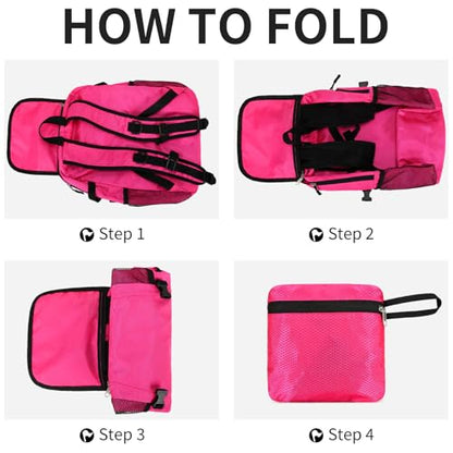 Small Hiking Backpack 15L Travel Lightweight Hiking Packable Daypack Water-Resistant Foldable Backpacks for Women Men Camping (Pink) - color: Pink, size: 15L