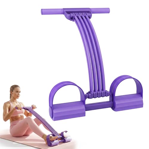 Upgrade Pedal Resistance Bands with Handles, 8 Tube Pedal Resistance Device, Soft Durable Fashion Puller Exercise, Home Exercise Equipment for Full Body Workout Waist, Arm, Leg - color: Purple