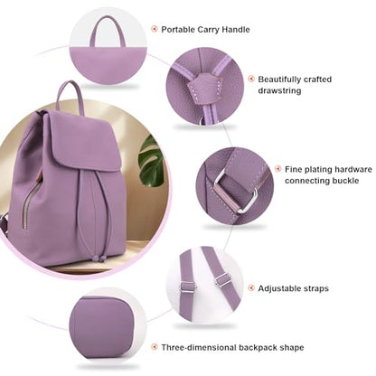 BOYATU Women’s Full-Grain Leather Backpack Purse, Minimal Structured Design, Work Commuter & City Travel, Compact Everyday Essentials, Fashion RFID Pocket Bag ((Purple) - color: Purple