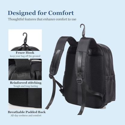 Pickleball Bag Backpack Fits 2 to 6 Paddles, Large Pickle ball Bags for Men and Women with Shoe Compartment and Fence Hook, Great Pickleball Gifts - color: Black