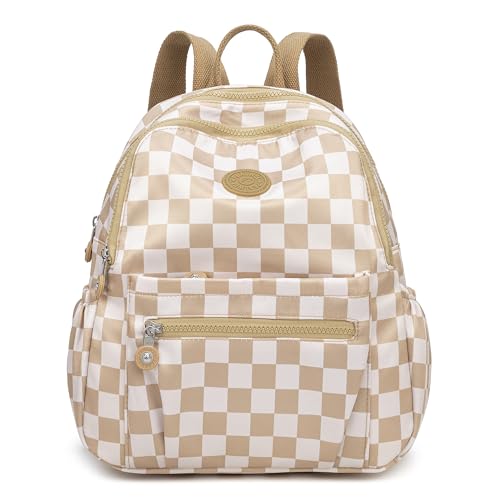 Pealwel Mini Backpack Purse for Women,Small Nylon backpacks for Ladies Backpacks Women Anti Theft Travel Bag (White&Square) - color: White&square