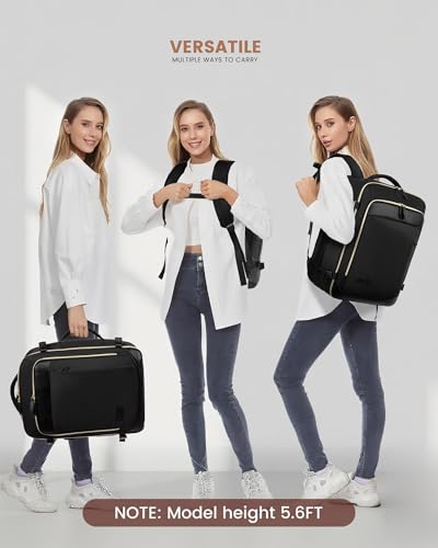LOVEVOOK 50L Travel Backpack Carry On Airline Approved, Large Backpack with 3 Packing Cubes, TSA Travel Essentials Carry On Bag, Waterproof Weekender Overnight Luggage Daypack, Fits 18 Inch Laptop - color: C-black, size: XLarge-18.5 Inch-50L-4Pcs