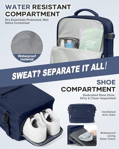 Vacuum Seal Travel Backpack with Air Pump,Compression Vacpack Waterproof Carry On Backpack for Travel Women Men with Vacuum System,Airlines Approved Daypack Laptop Space Saver Bags,DarkBlue - color: B9-darkblue(with Air Pump)
