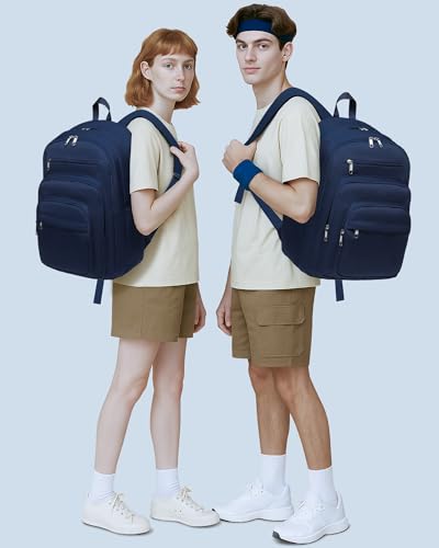 Backpack for Middle High School Teen Boys Girls Large College Bookbag with Laptop Compartment Back to School Book Bags Mochilas Escolares para Niños Niñas Adolescentes (Dark Blue, Solid) - color: Dark Blue