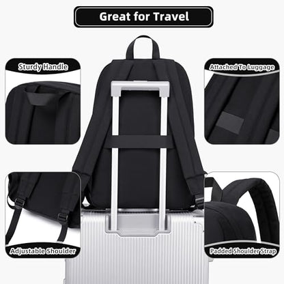 Backpack for Women Men 17 Inch Laptop Back Pack Large College Bookbag Kids Elementary Middle High School Bag for Girls Boys Teens Students Lightweight Travel Work Backpacks Casual Daypack Black - color: Black