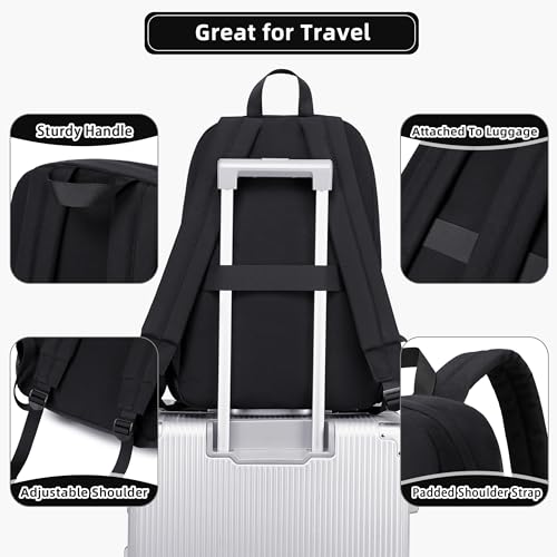 Backpack for Women Men 17 Inch Laptop Back Pack Large College Bookbag Kids Elementary Middle High School Bag for Girls Boys Teens Students Lightweight Travel Work Backpacks Casual Daypack Black - color: Black