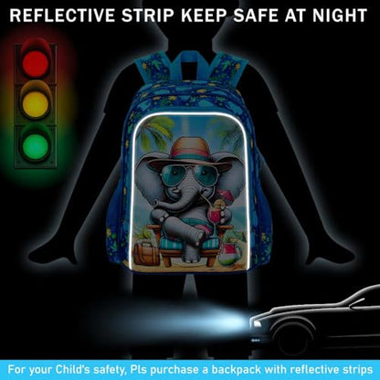 16" Backpack for Boys, 3Pcs Elephant Kids Bookbag with Lunch Box, School Backpacks Set for Elementary Preschool Kindergarten(Blue) - color: Elephant Blue
