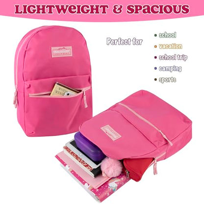 Trail maker Classic 17 inch Backpacks with Adjustable Padded Straps | School Backpacks for Girls, Boys (Pink) - color: Pink