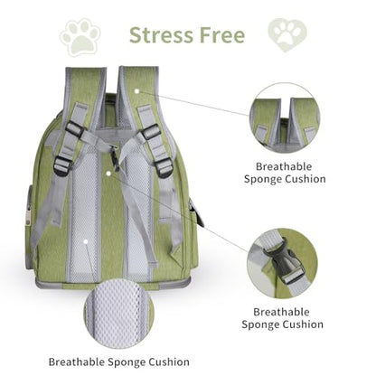 Cat Backpack Carrier for Cats and Small Dogs, Breathable Cat Bubble Backpack, Airline Approved Pet Travel Carrier for Hiking Camping Outdoor(Green) - color: Green
