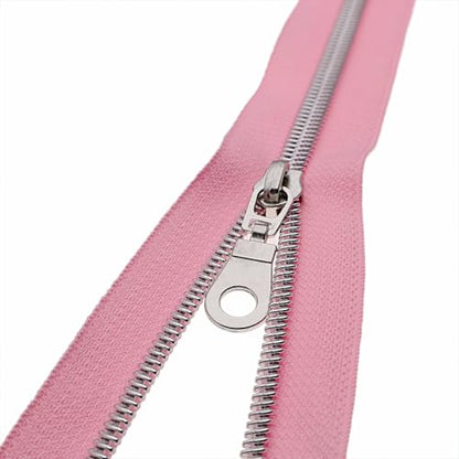 #5 Silver Metallic Nylon Coil Zippers by Yard Bulk Coil Zipper Roll 10 Yards with 25pcs Silver Pull for DIY Sewing Craft Bag(Pink) YIGUANXIN - color: Pink-Silver