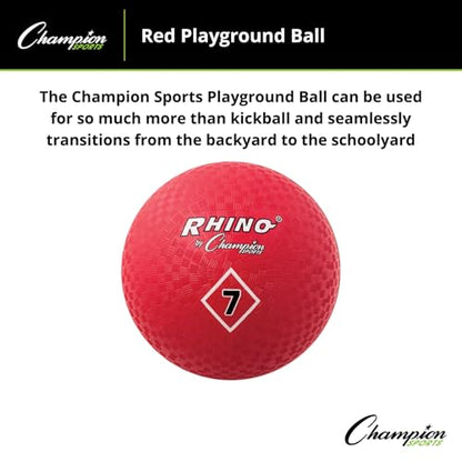 Champion Sports Playground Ball – Durable High-Bounce Ball, Sizes 5", 6", 7", 10", 13" & 16" for Gym, Recess & Play - style: 7" Diameter