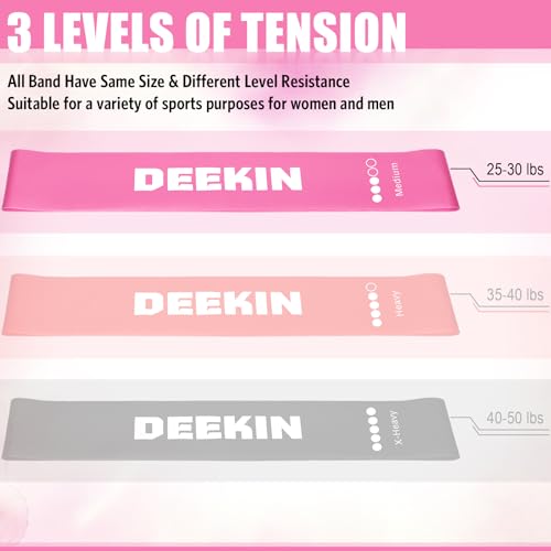 Deekin Resistance Bands Resistance Loop Exercise Bands Exercise Equipment Elastic Ring for Women and Men Home Fitness, Gym, Yoga - color: Pink, size: 25 Lbs