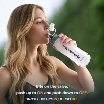 TRIWONDER TPU Collapsible Flask BPA-Free Soft Folding Water Bottles for Hydration Pack - Ideal for Running Hiking Cycling Climbing (500ml/16.9oz - White - Pack of 2) - color: 500ml/16.9oz - Y - White - Pack of 2