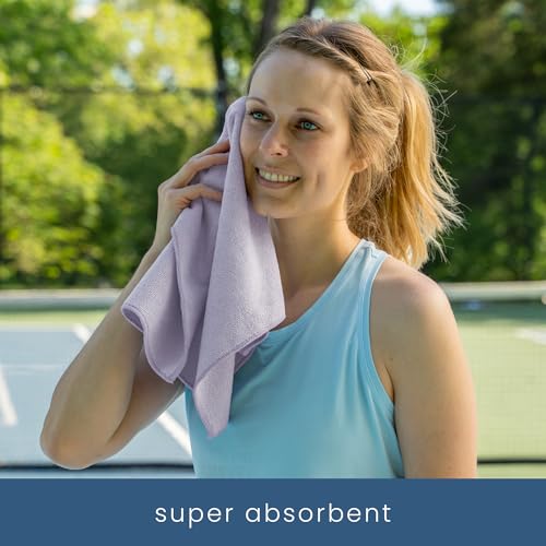 S&T INC. Microfiber Gym Towels, Yoga Towel for Home and Gym Bag, 16 Inch x 27 Inch, 3 Pack - color: Purple