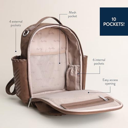 Itzy Ritzy Mini Diaper Bag Backpack – Chic, Compact Mini Plus Backpack with Changing Pad, 10 Pockets (6 Internal, 4 External), Grab-Top Handle & Rubber Feet (Aspen) - color: Aspen