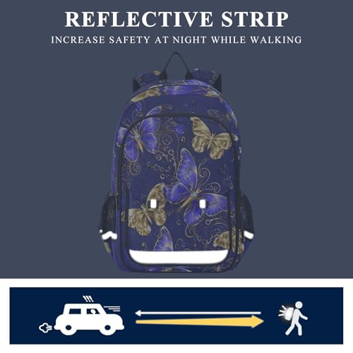 ALAZA Purple and Gold Butterfly Laptop Backpack Purse for Women Men Travel Bag Casual Daypack with Compartment & Multiple Pockets - color: Butterfly