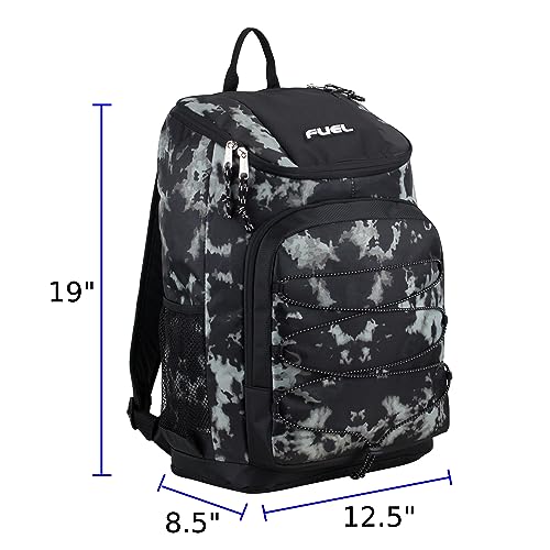 FUEL Wide Mouth Sports Luggage Carry On Weekender Travel Backpack with Front Bungee and Inner Tech Pocket, Gungee Tie Dye/Black - color: Gungee Tie Dye/Black