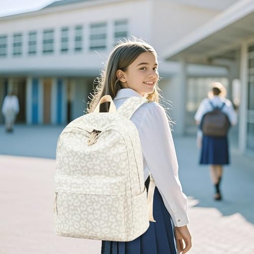 LEDAOU School Backpack for Teen Girls Elementary Middle School Bookbag Kids Backpacks Women Laptop Backpack Travel Daypack - color: Leopard Print