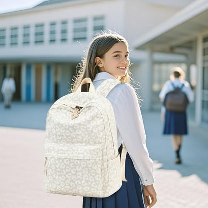 LEDAOU School Backpack for Teen Girls Elementary Middle School Bookbag Kids Backpacks Women Laptop Backpack Travel Daypack - color: Leopard Print