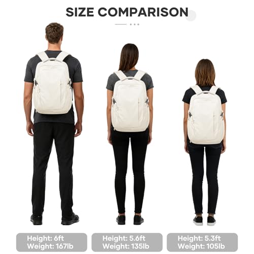 suwasp Large Travel Backpack for Women Men Mochila Airline Approved Carry On Personal Item Backpack Bag Frontier Airlines Personal Item Travel Bag Flight Approved Luggage Backpack - White - color: Beige, size: Large