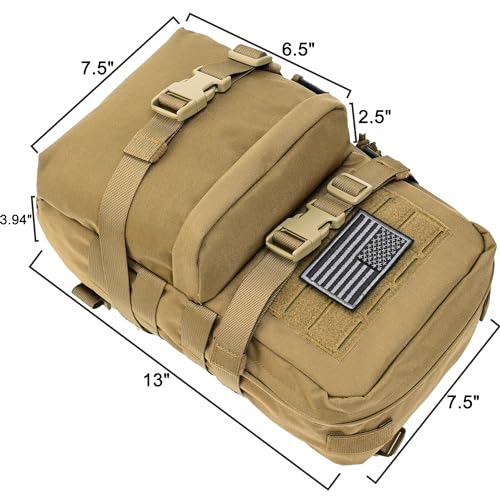Tactical Mini Molle Hydration Pack,Molle Hydration Carrier with US Flag Water Resistant,Hydropack for Tactical Vest Backpack - style: Coyote Brown