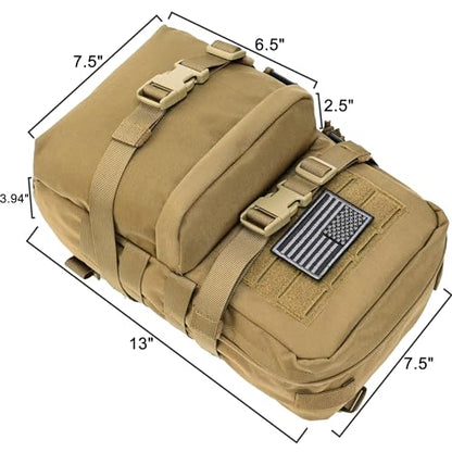 Tactical Mini Molle Hydration Pack,Molle Hydration Carrier with US Flag Water Resistant,Hydropack for Tactical Vest Backpack - style: Coyote Brown