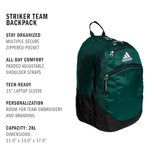 adidas Unisex Striker II Team Backpack, Team Dark Green, ONE SIZE - color: Dark Green/Black/White/2.0 (28l)