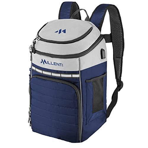 Millenti Backpacks Basketball Soccer Backpack - with Ball Compartment, Travel College Sports Bag and 13” Laptop Sleeve, 27L (White) - color: White