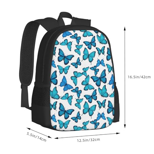 Breathable Outdoor Daypack Blue Butterfly Butterflies, Durable Anti Theft Travel Backpack Adjustable Strap Shoulder Bag for Hiking Camping City Walking - color: Design (1327)