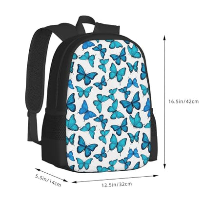 Breathable Outdoor Daypack Blue Butterfly Butterflies, Durable Anti Theft Travel Backpack Adjustable Strap Shoulder Bag for Hiking Camping City Walking - color: Design (1327)