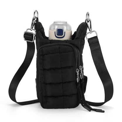 Water Bottle Carrier Bag, Convenient and Durable, Crossbody Water Bottle Holder for Hiking, Cycling - color: Black