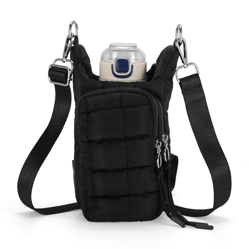 Water Bottle Carrier Bag, Convenient and Durable, Crossbody Water Bottle Holder for Hiking, Cycling - color: Black