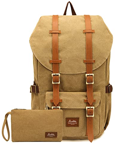 KAUKKO Travel Laptop Backpack, Outdoor Rucksack, Causal backpack Fits 15.6"(Canvas Khaki2pc) - color: Canvas Khkai(2pcs), size: Large