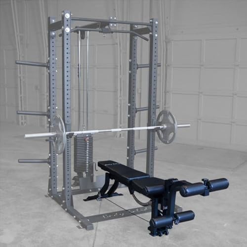 Body-Solid (GLEG) Adjustable Weight Bench with Cabled Leg Developer for Power Rack Weight Attachment, Foldable Workout Bench for Dumbbell Workouts, Incline Decline Bench