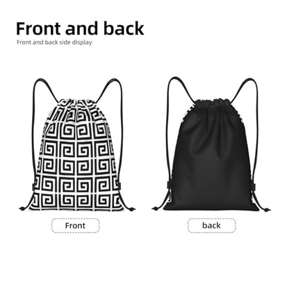 Greek Key Drawstring Backpack Outdoor Sport Sackpack Casual Daypackfor Women Men - size: Medium