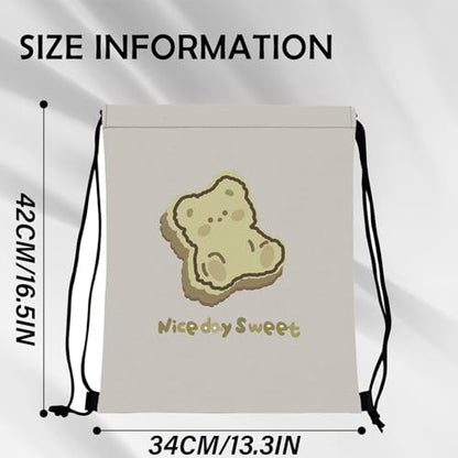 Drawstring Backpack Draw String Bag Sports Gym Bags Waterproof Cute Aesthetic Sackpack for Women(13"×17")-bear - color: Z20-bear