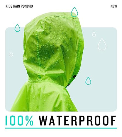 SaphiRose Lightweight Kids Rain Poncho Jacket Waterproof Outwear Rain Coat - color: Green, size: 5-7 Years