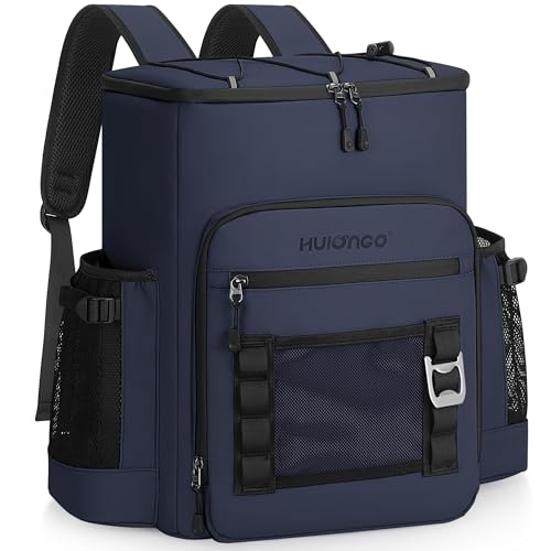 Hulongo Cooler Backpack, 30L Insulated Leakproof Soft Cooler Bag for 52 Cans, Lightweight Backpack for Beach, Picnic, Camping, Hiking, Fishing and Travel - color: Dark Blue