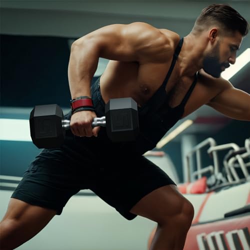 GRETERST Dumbbells Set Rubber Coated Hex Hand Weights Exercise & Fitness for Home Gym Workouts Strength Training Equipment, Black, 5LB