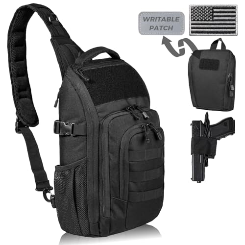 DBTAC Tactical Personal Defense EDC Bags & Packs | 10L Military Shoulder Backpack with Sling for Concealed Carry, Range, Travel, Hiking, Outdoor Sports (Black) - color: Black
