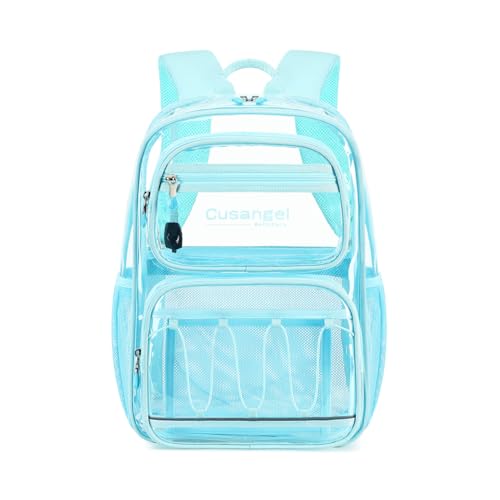 Cusangel Large Clear backpack for girls women,16in TPU Plastic Bookbag,Stadium,Concert,school,work (Aqua Green) - color: Aqua Green-16in