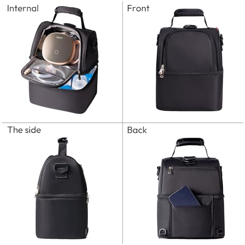NCVI Breastmilk Cooler Bag with 2 Ice Pack, Breast Pump Bag with Cooler Fits 6 Bottles, Double Layer Breast Milk Travel Bag Baby Bottle, for Travel, Nursing Mom Daycare, Work, Picnic (Black) - color: Black